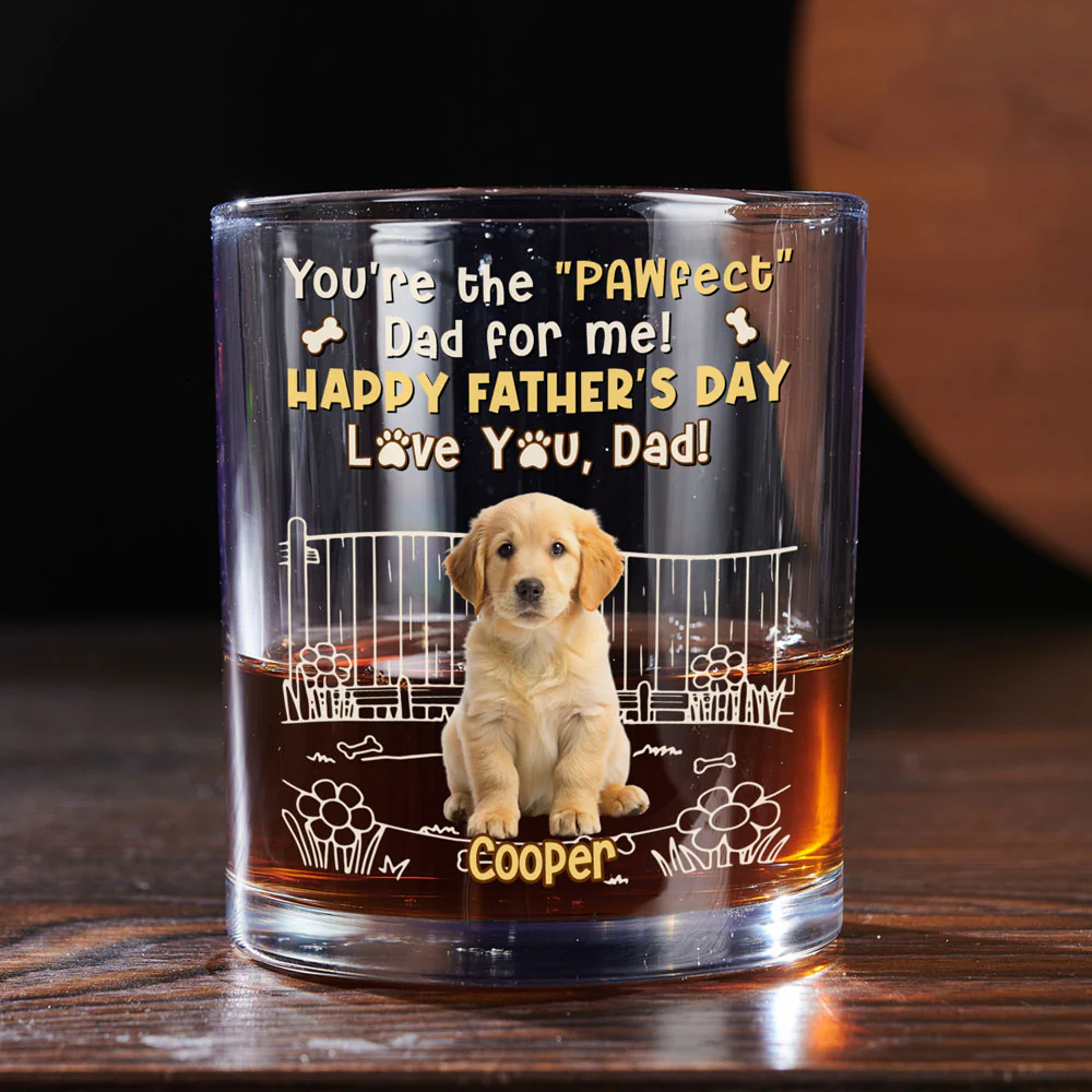 Our Pawfect Dad Photo - Personalized Custom Whiskey Glass