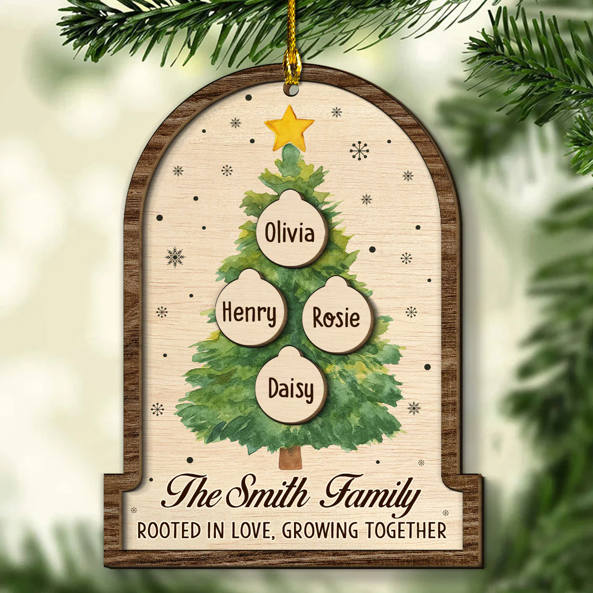 Our Roots Grow Strong With Love - Personalized Custom 2-layered Wood Ornament