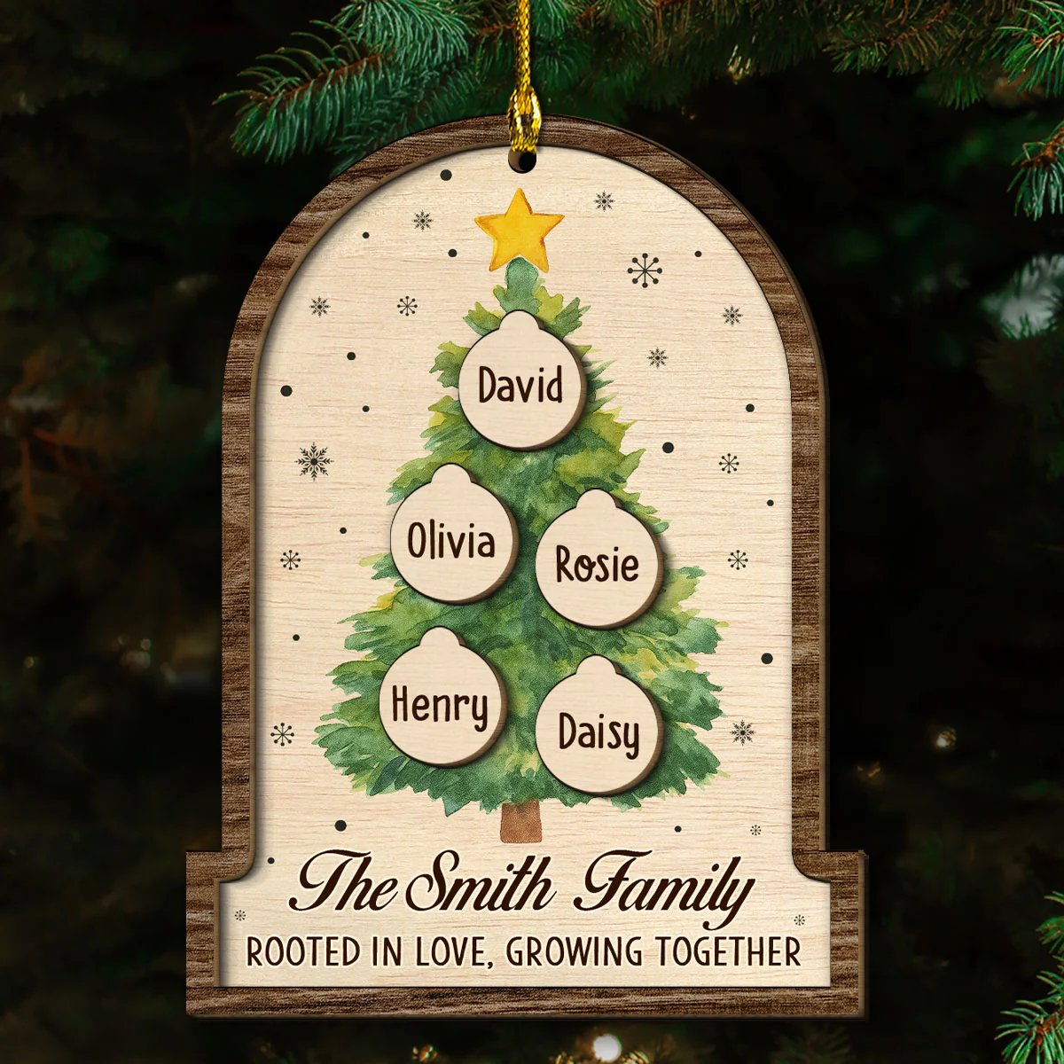 Our Roots Grow Strong With Love - Personalized Custom 2-layered Wood Ornament - Image 2