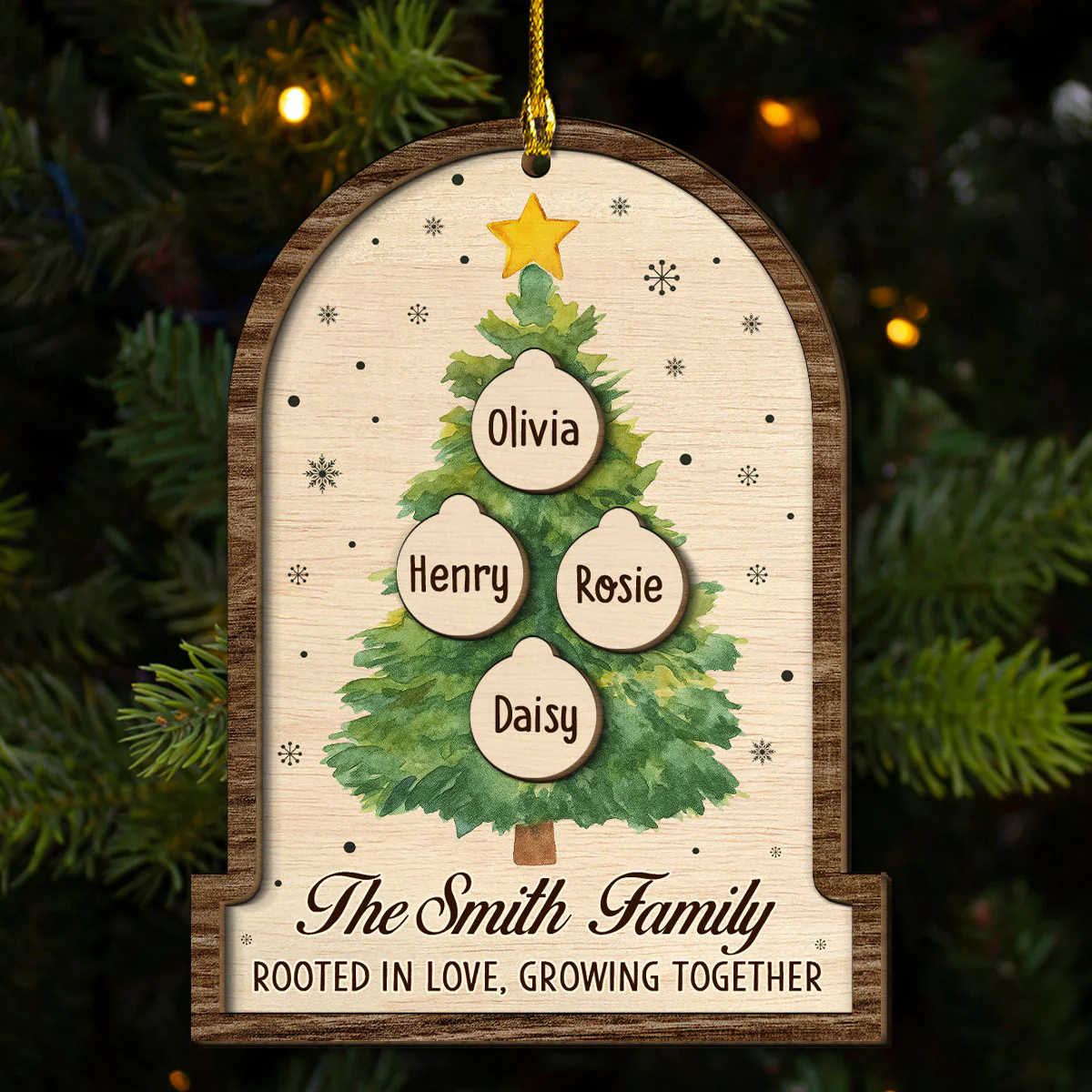 Our Roots Grow Strong With Love - Personalized Custom 2-layered Wood Ornament - Image 3