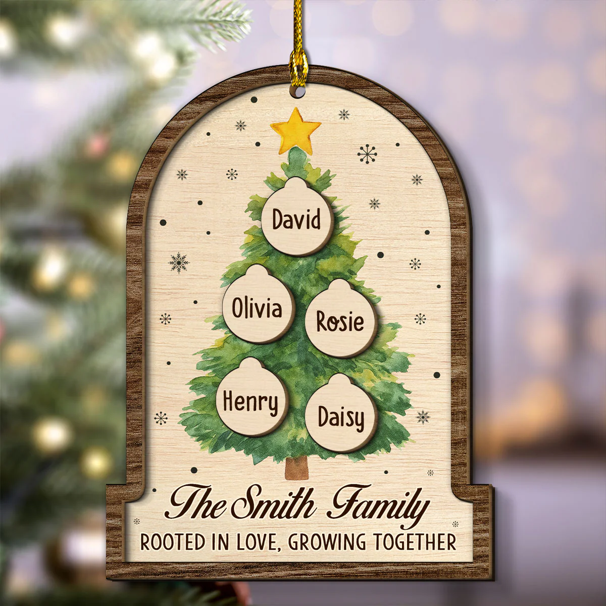 Our Roots Grow Strong With Love - Personalized Custom 2-layered Wood Ornament - Image 5