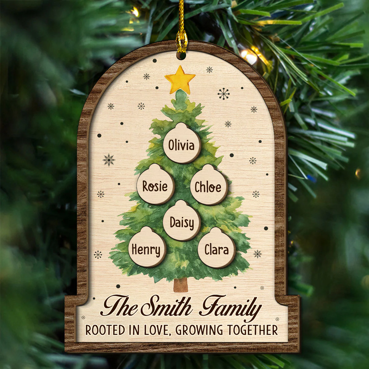 Our Roots Grow Strong With Love - Personalized Custom 2-layered Wood Ornament - Image 6