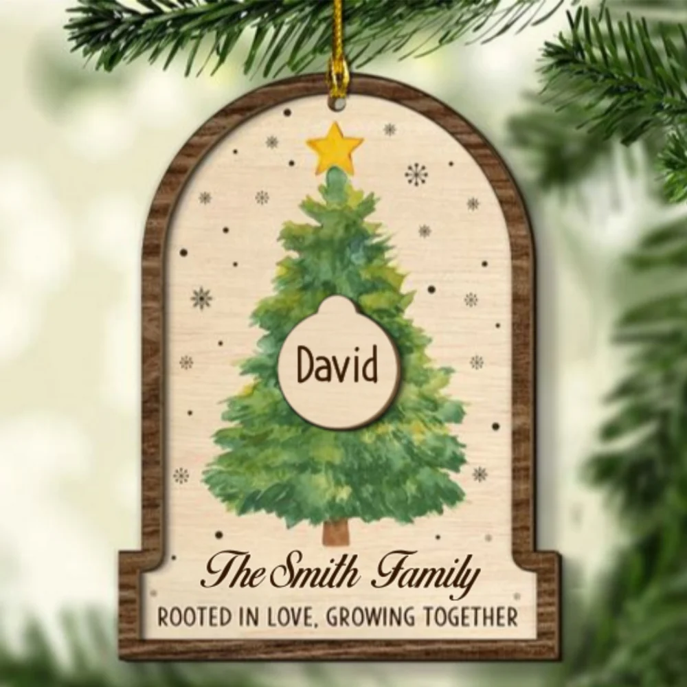 Our Roots Grow Strong With Love - Personalized Custom 2-layered Wood Ornament - Image 7