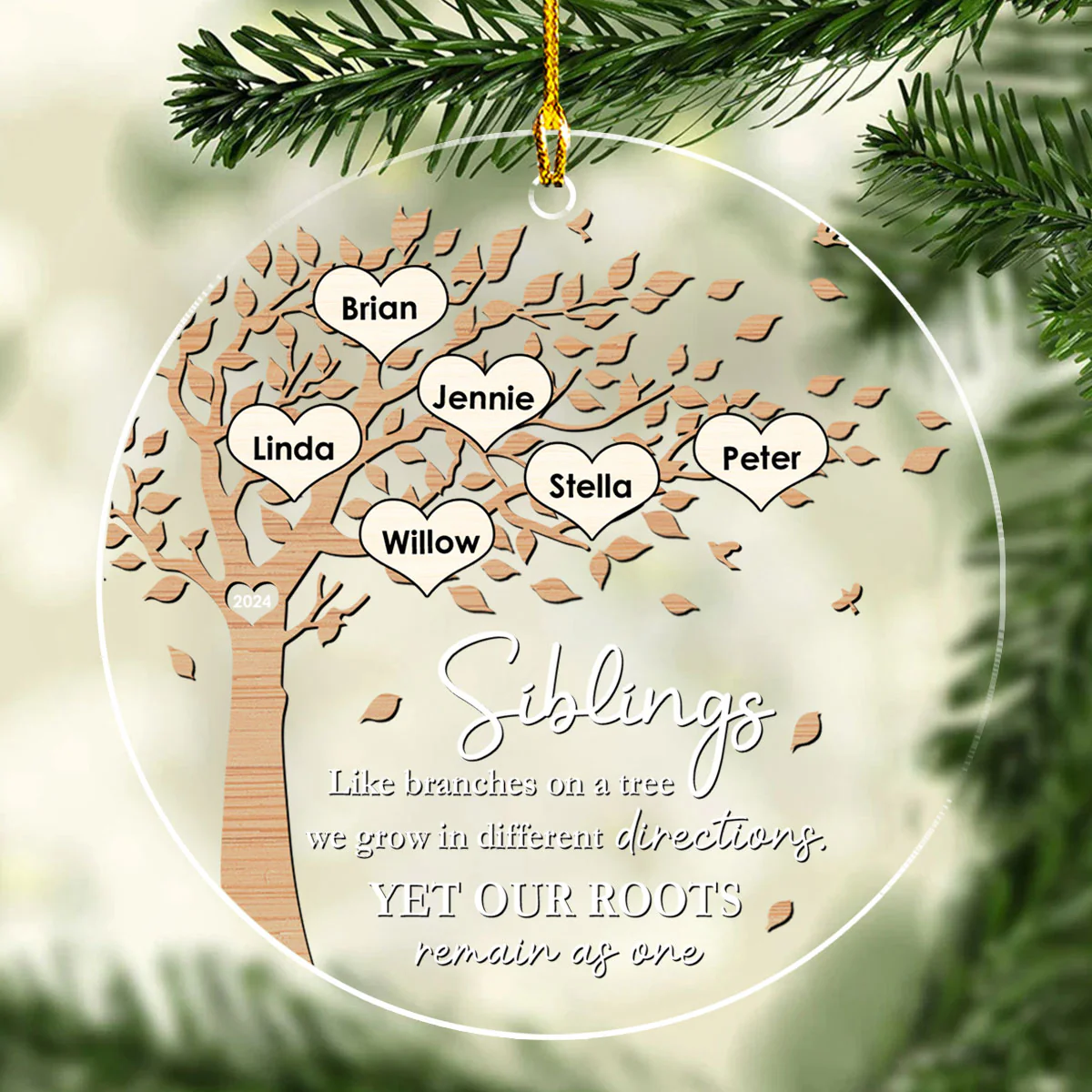 Our Roots Remain As One - Personalized Custom Acrylic Ornament - Image 3