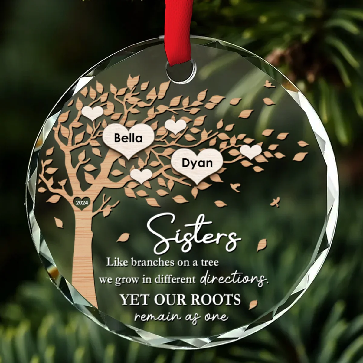 Our Roots Remain As One - Personalized Custom Glass Ornament - Image 6