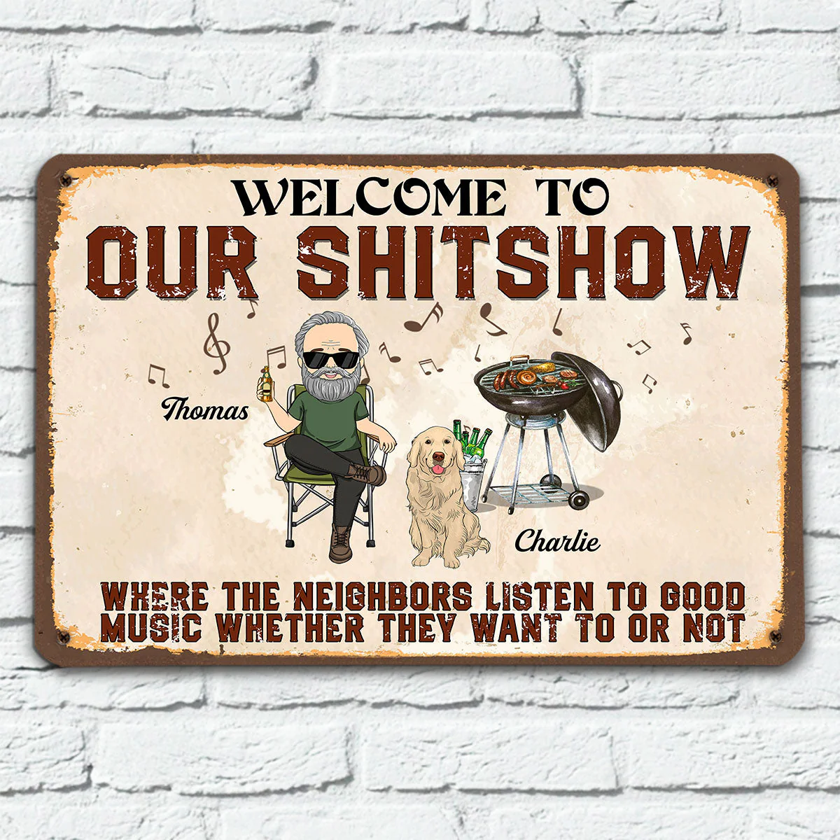Our Shitshow Alcohol And Dog Treats - Personalized Custom Metal Sign - Image 2