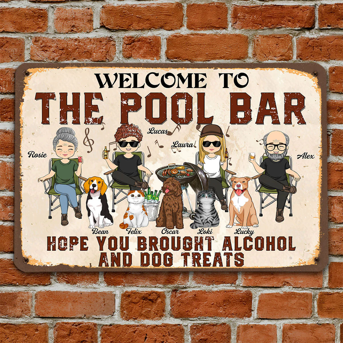 Our Shitshow Alcohol And Dog Treats - Personalized Custom Metal Sign - Image 3
