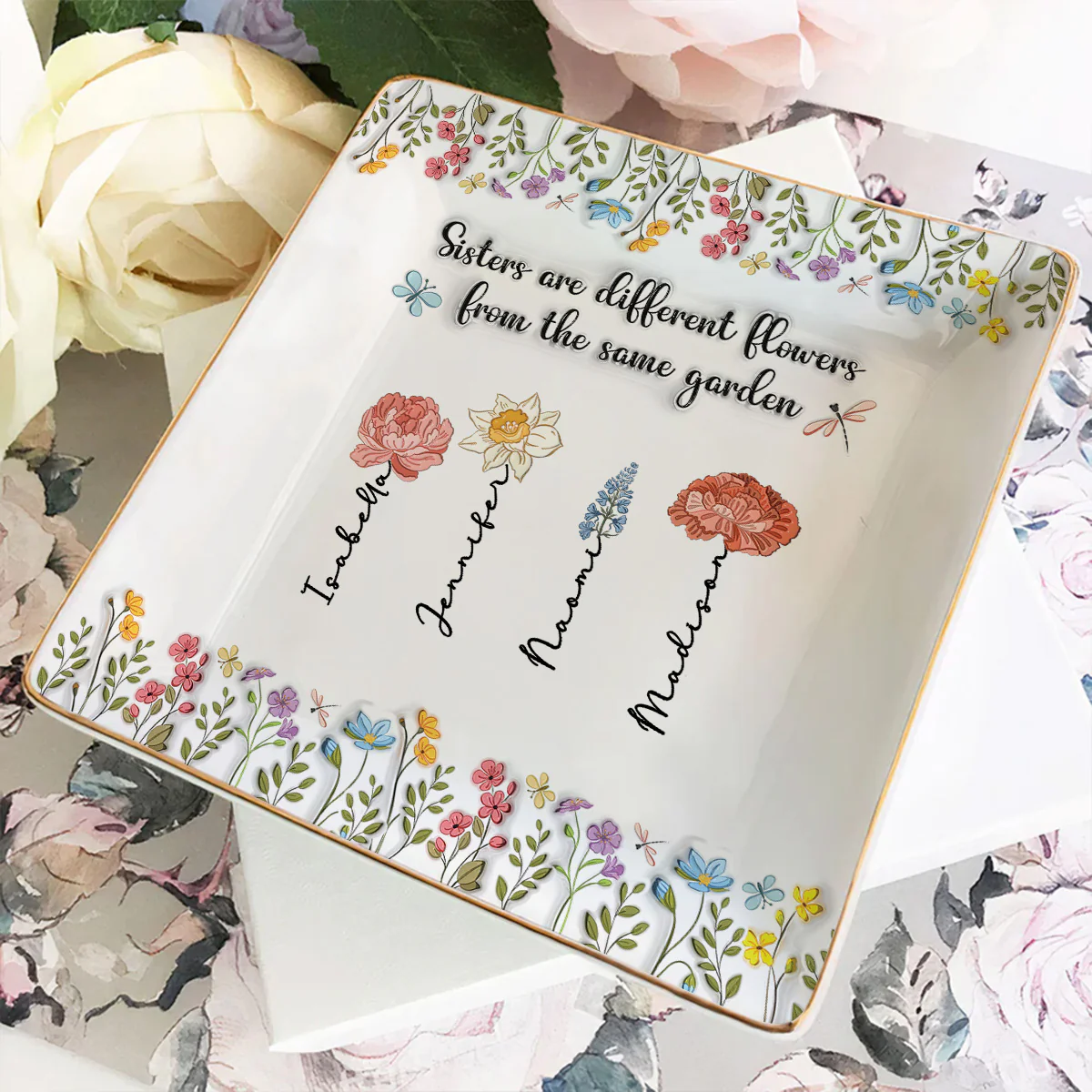 Our Sister Bond Grows Strong - Personalized Custom 3D Inflated Effect Jewelry Dish - Image 4