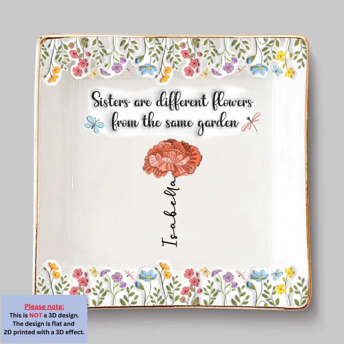 Our Sister Bond Grows Strong - Personalized Custom 3D Inflated Effect Jewelry Dish - Image 7