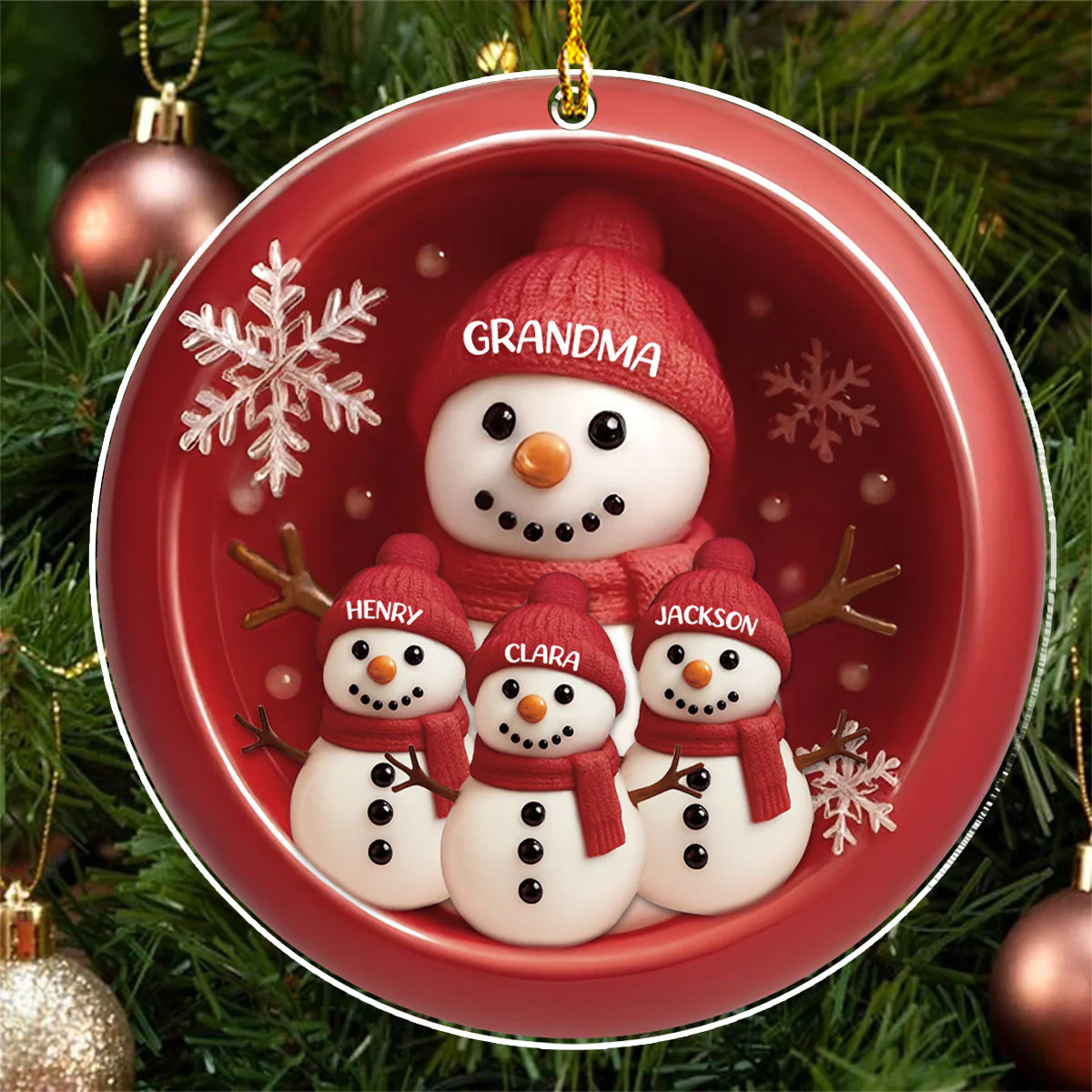 Our Snowman Grandma - Personalized Custom Acrylic Ornament - Image 4