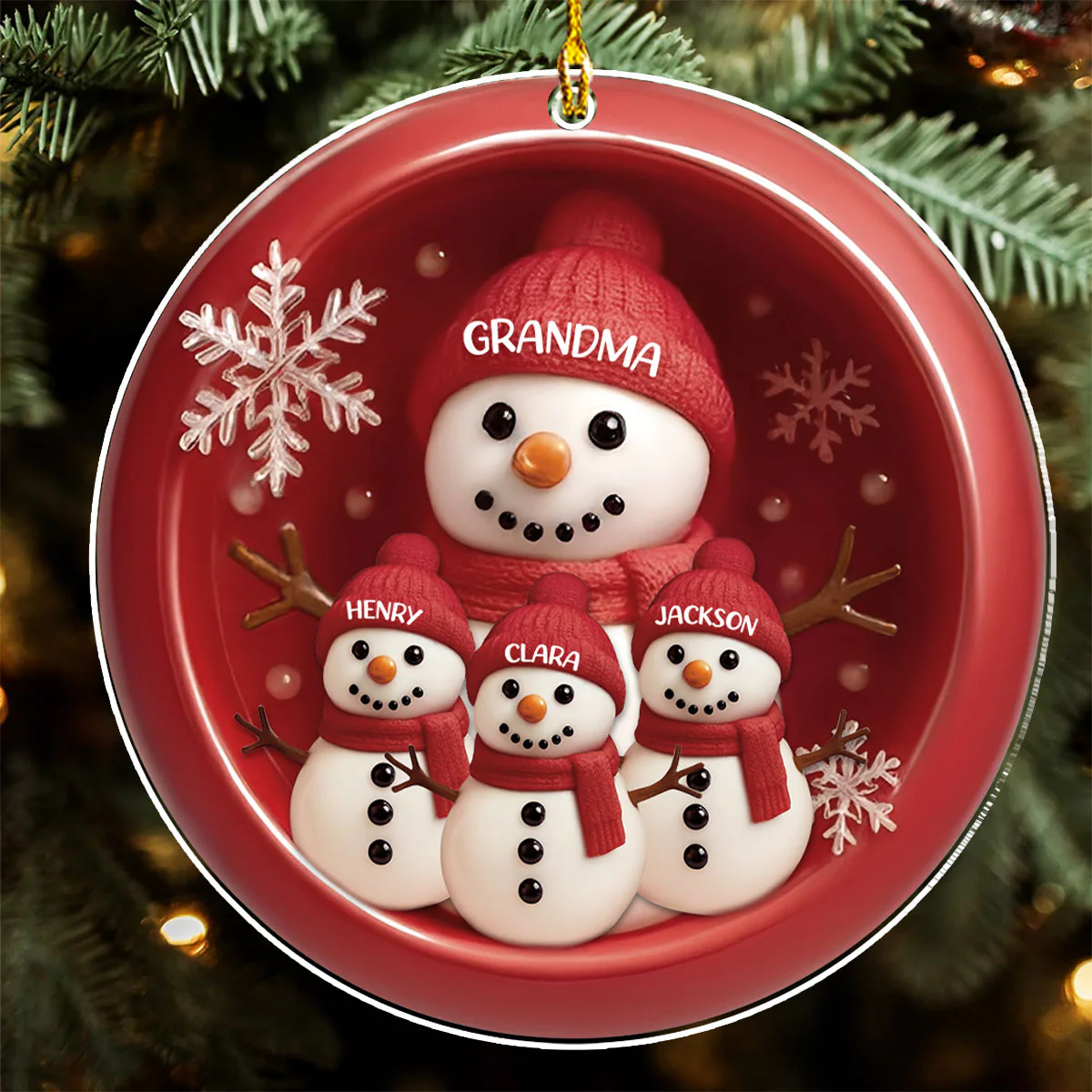 Our Snowman Grandma - Personalized Custom Acrylic Ornament - Image 5