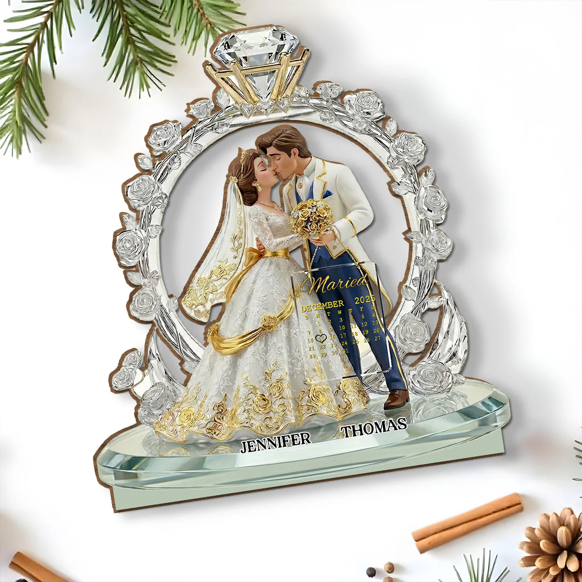 Our Timeless Love Story - Personalized Custom 2-Layer Wood Plaque With Flat Base - Image 5
