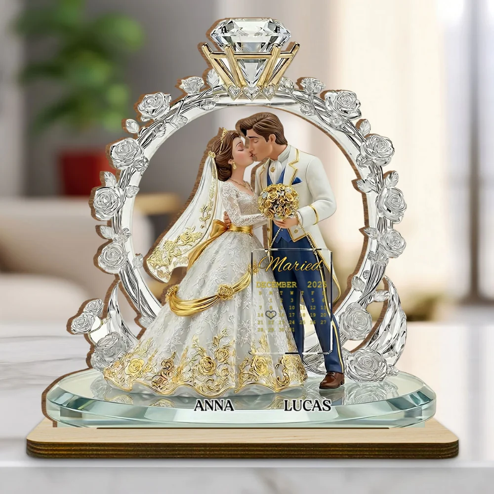 Our Timeless Love Story - Personalized Custom 2-Layer Wood Plaque With Flat Base - Image 6