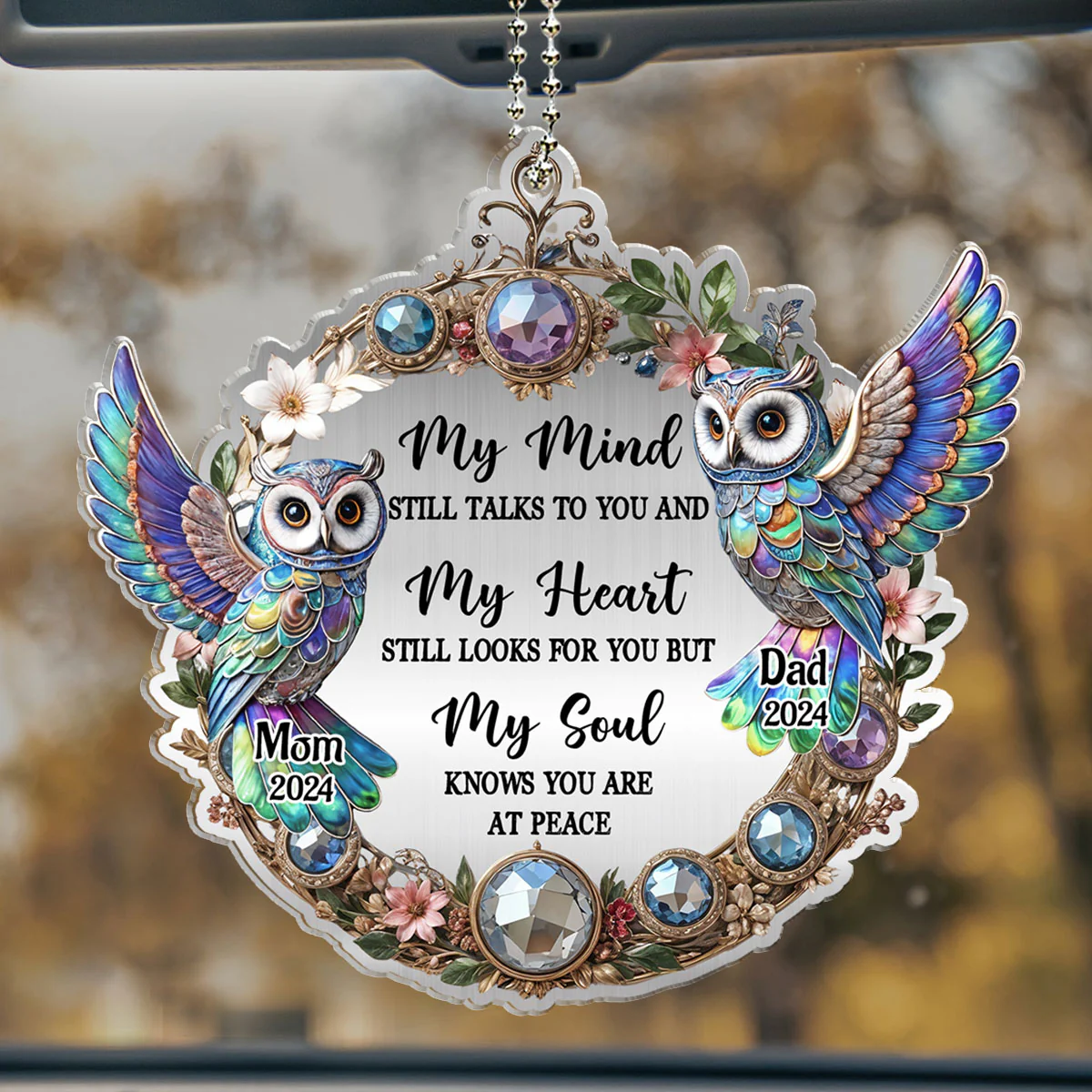 Owl My Mind My Heart My Soul - Personalized Custom Car Ornament - Image 2