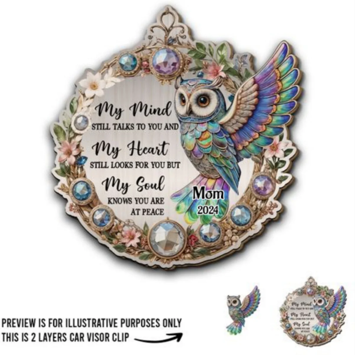 Owl My Mind My Heart My Soul - Personalized Custom Car Visor Clip - Image 4