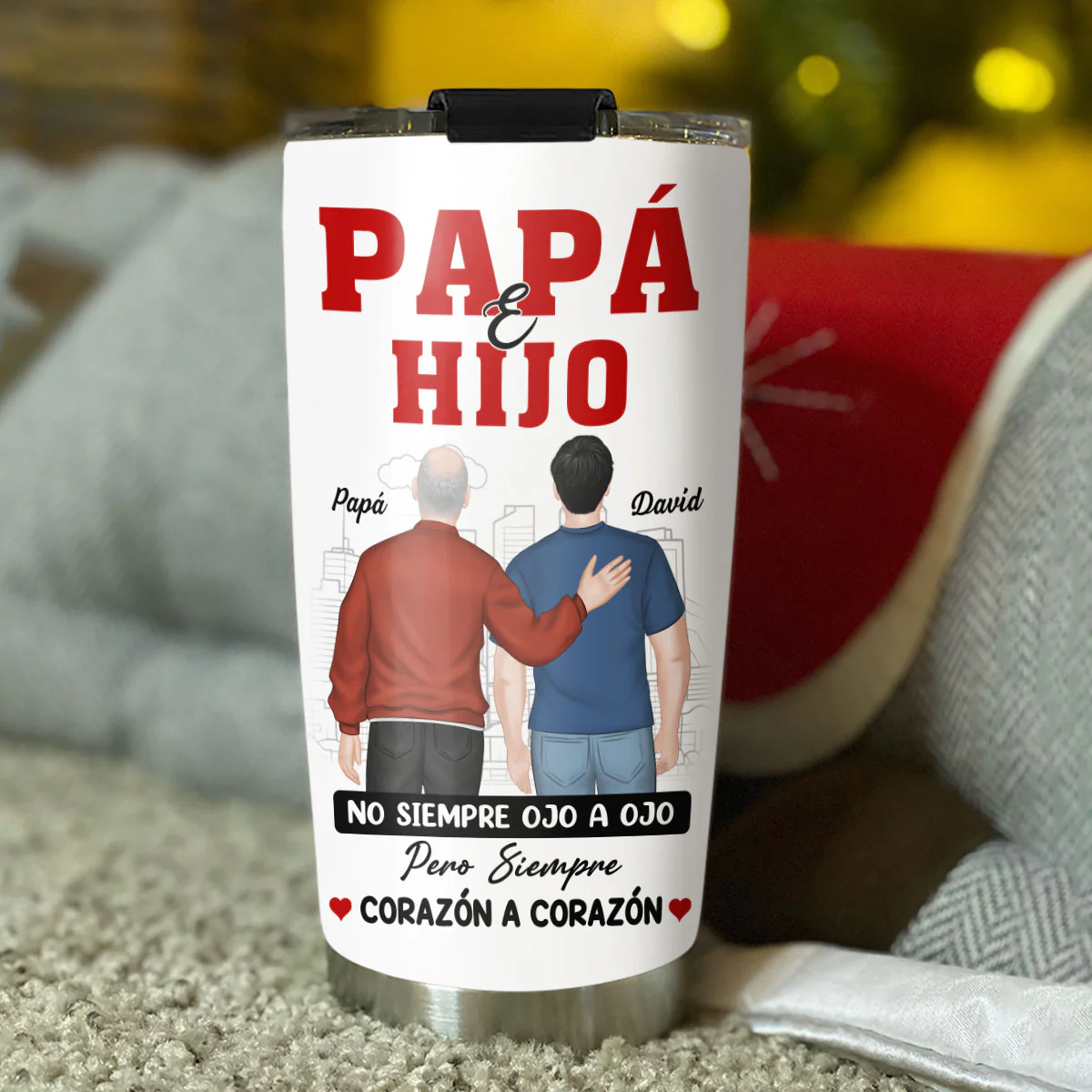 Padre E Hijo Mismo Corazón - Vaso Personalizado - Image 5