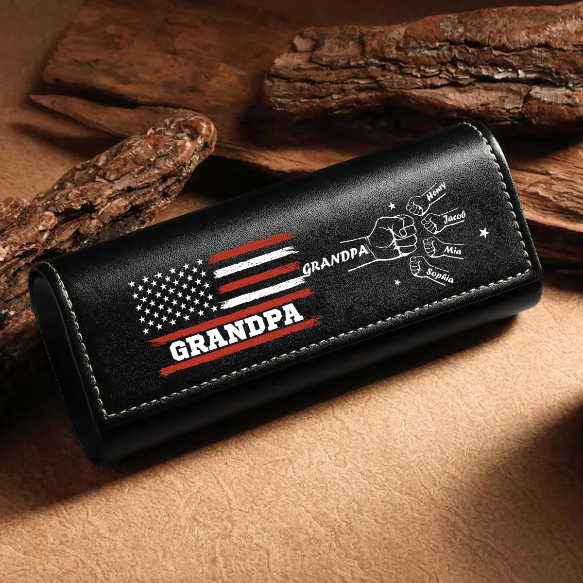 Papa Forever - Personalized Custom Leather Eyeglass Case - Image 2