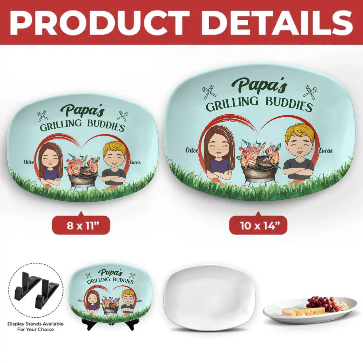 Papa Is Grilling Buddies - Personalized Custom Platte - Image 4
