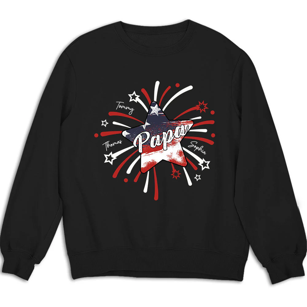 Papa & Kids Firework Star - Personalized Custom Shirt - Image 2