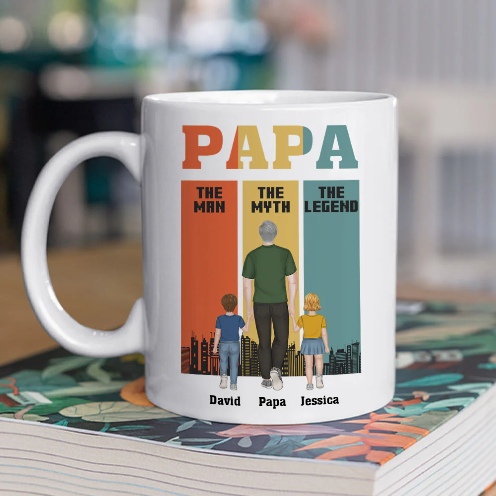 Papa The Man The Legend - Personalized Custom Coffee Mug - Image 2