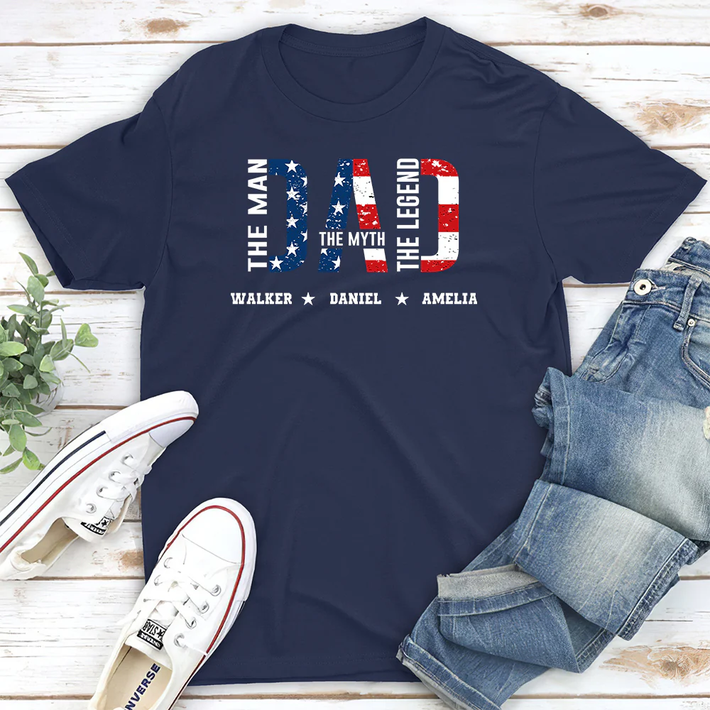 Papa The Man The Myth - Personalized Custom Shirt - Image 2