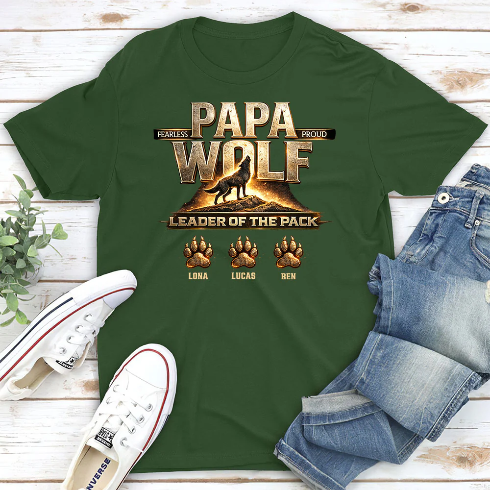 Papa Wolf Version 2 - Personalized Custom Shirt - Image 2