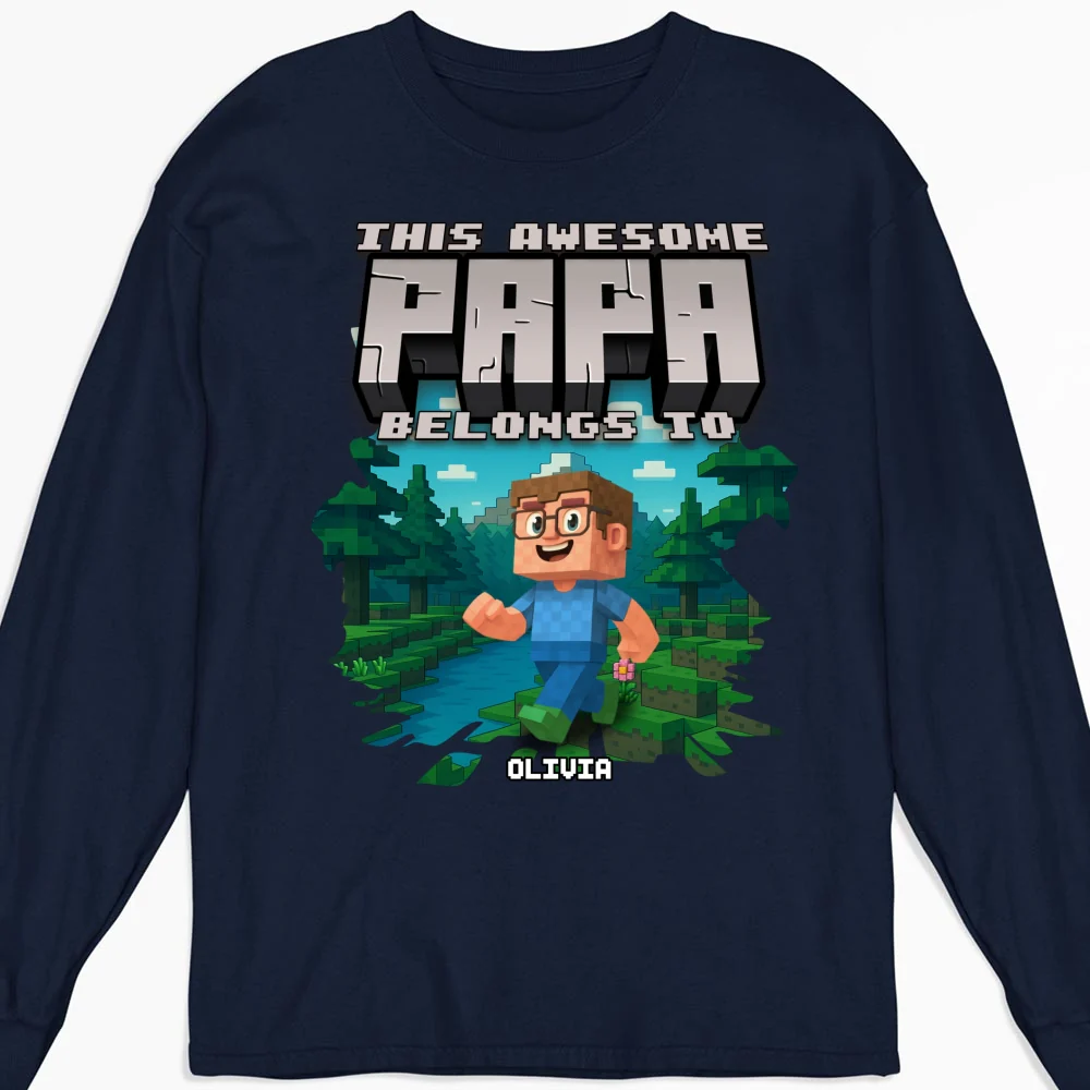 This Awesome Papa Belongs To - Personalized Custom Shirt - Image 11