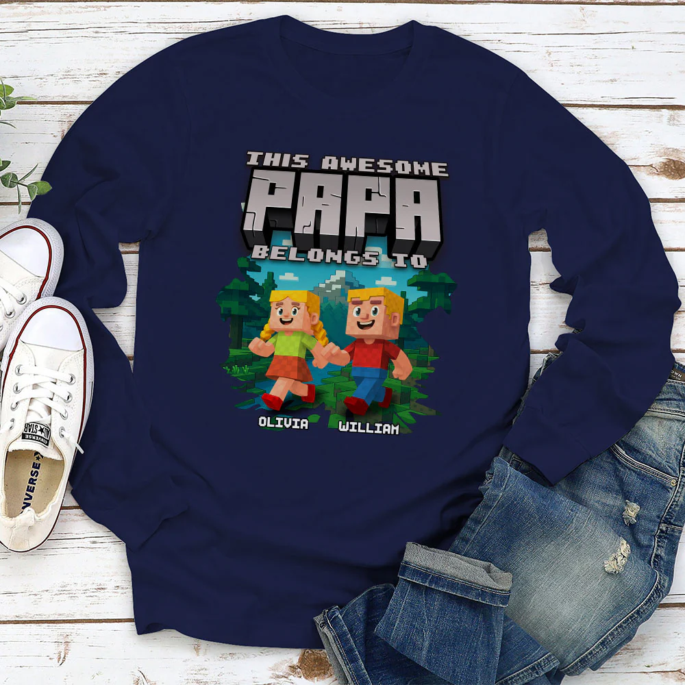 This Awesome Papa Belongs To - Personalized Custom Shirt - Image 3