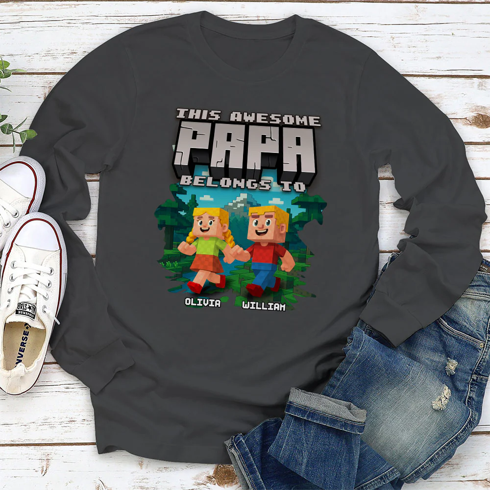 This Awesome Papa Belongs To - Personalized Custom Shirt - Image 4