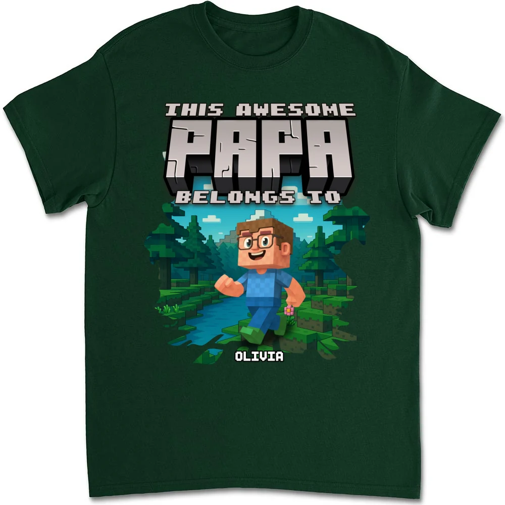 This Awesome Papa Belongs To - Personalized Custom Shirt - Image 7