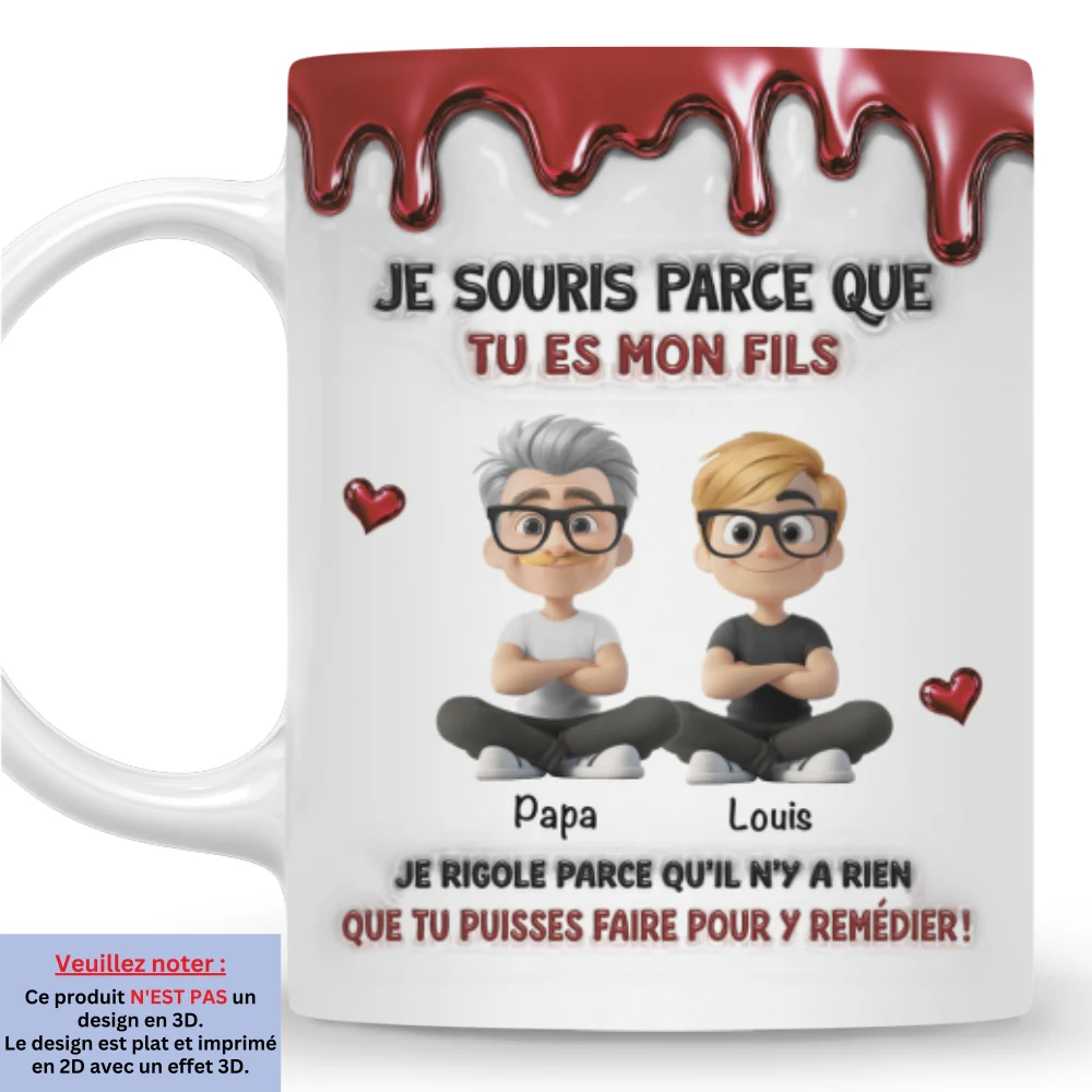 Parce Que Tu Es Mon Fils – Mug Personnalisé Avec Effet 3D Gonflé - Image 7
