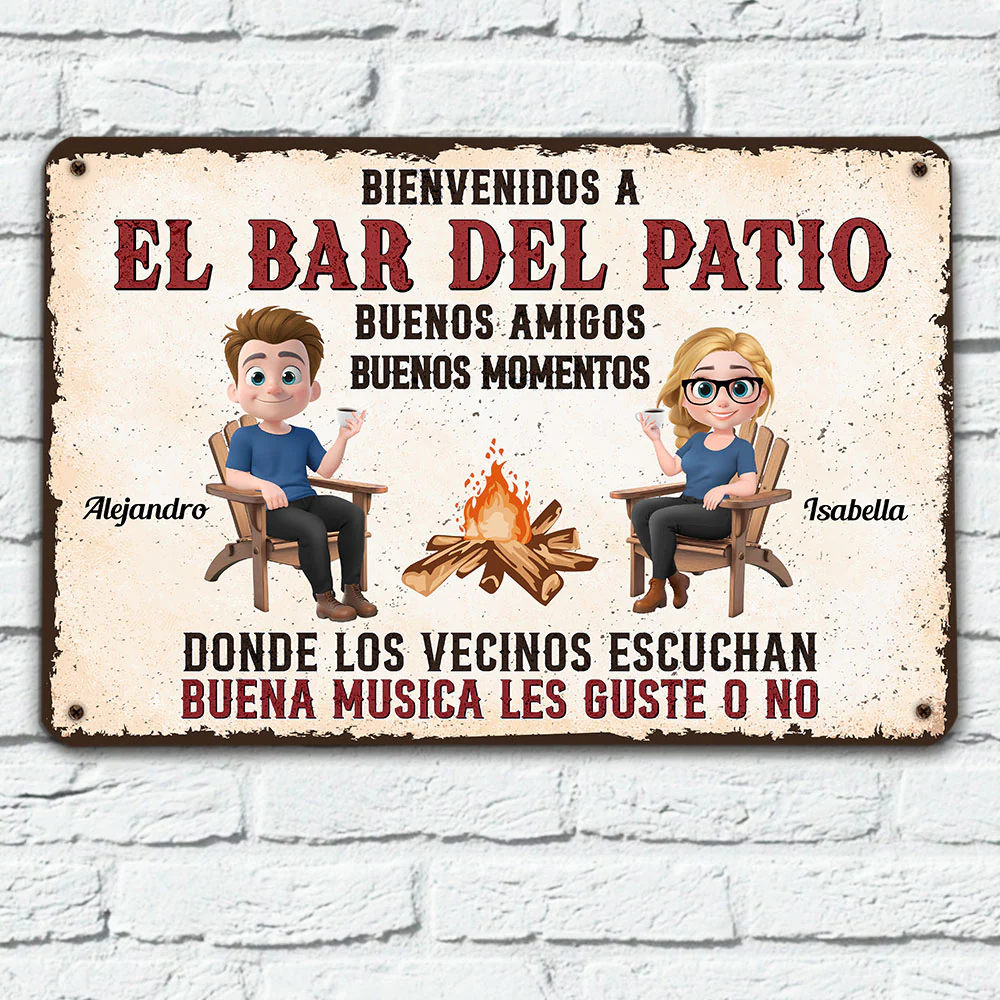 Parrillada en el patio y buena música – Letrero metálico personalizado - Image 2