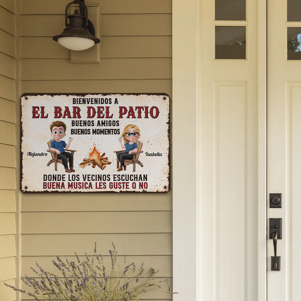 Parrillada en el patio y buena música – Letrero metálico personalizado - Image 3