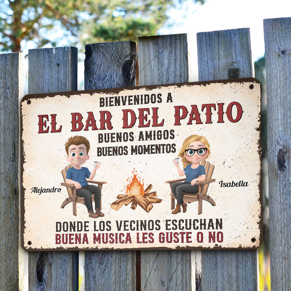 Parrillada en el patio y buena música – Letrero metálico personalizado - Image 4