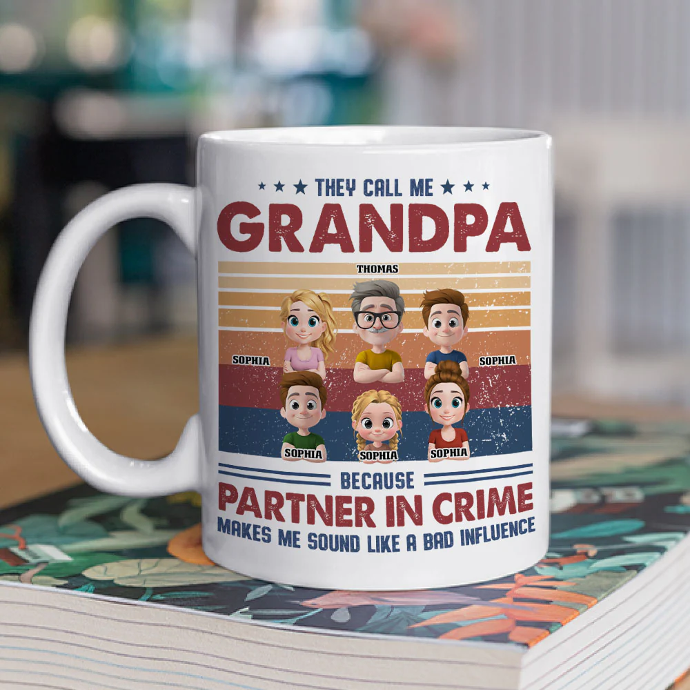 Partner In Crime With My Grandkids - Personalized Custom Coffee Mug - Image 2