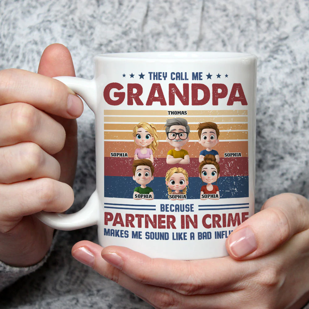 Partner In Crime With My Grandkids - Personalized Custom Coffee Mug - Image 3
