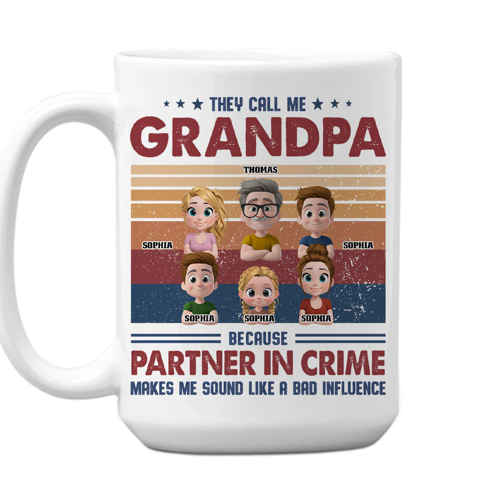 Partner In Crime With My Grandkids - Personalized Custom Coffee Mug - Image 4