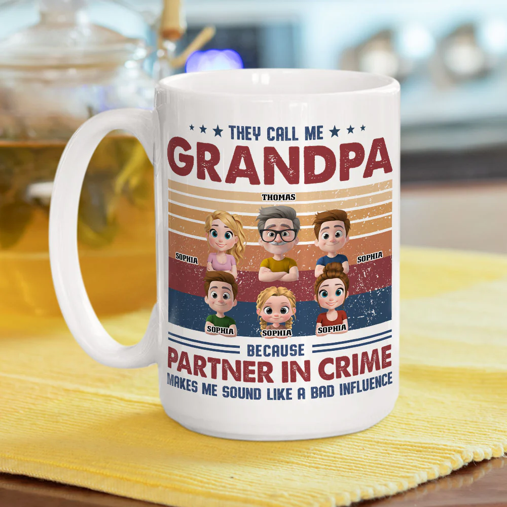 Partner In Crime With My Grandkids - Personalized Custom Coffee Mug - Image 5