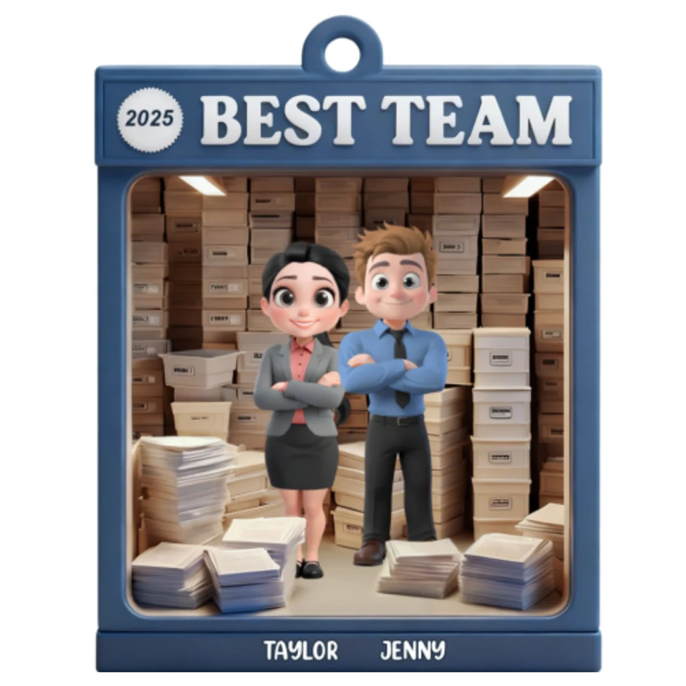 Partner In Office Crimes - Personalized Custom Acrylic Ornament - Image 5