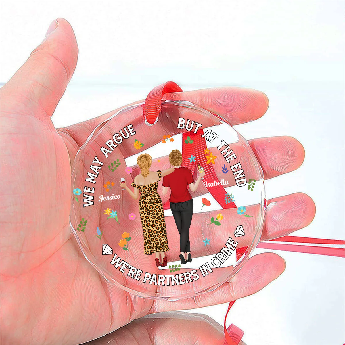 Partners Forever No Matter What - Personalized Custom Glass Ornament - Image 2