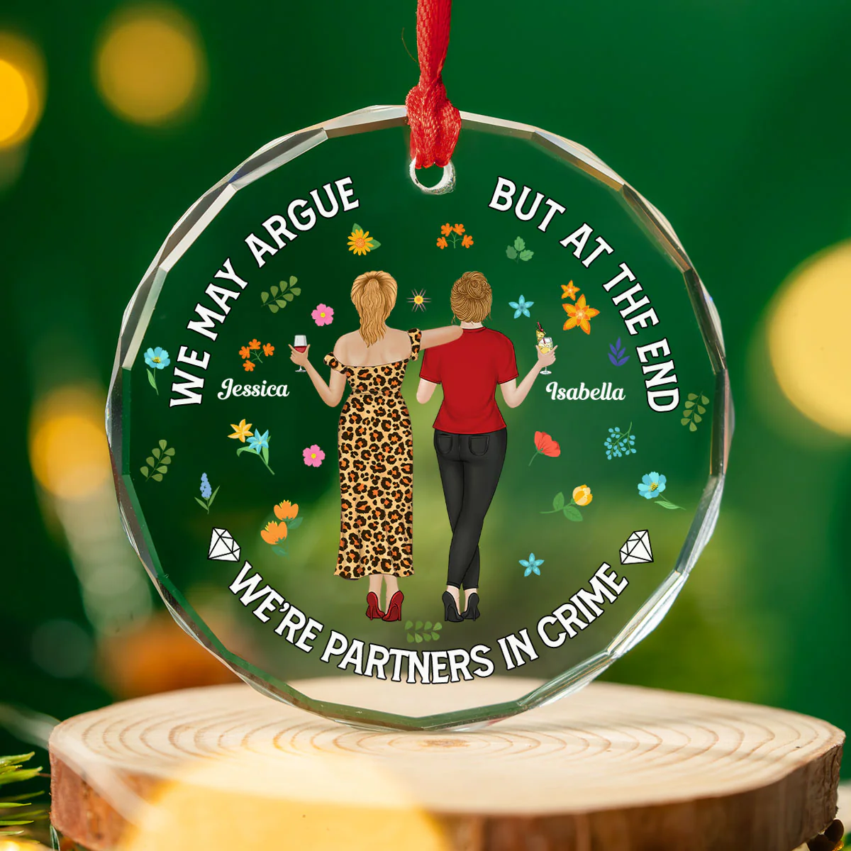 Partners Forever No Matter What - Personalized Custom Glass Ornament - Image 4