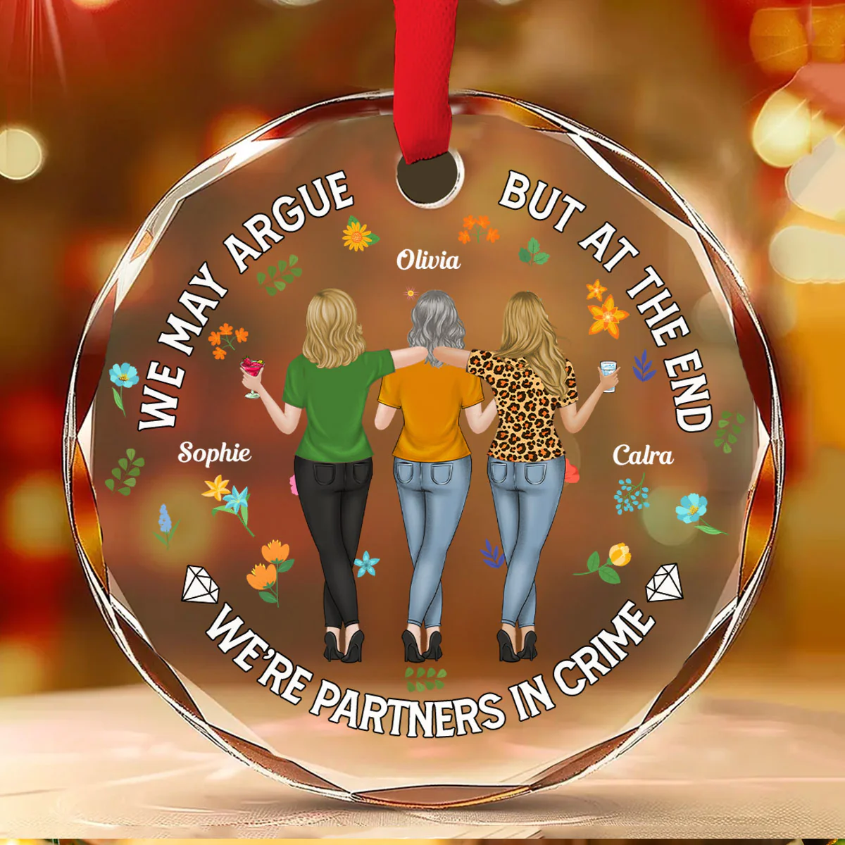 Partners Forever No Matter What - Personalized Custom Glass Ornament - Image 5