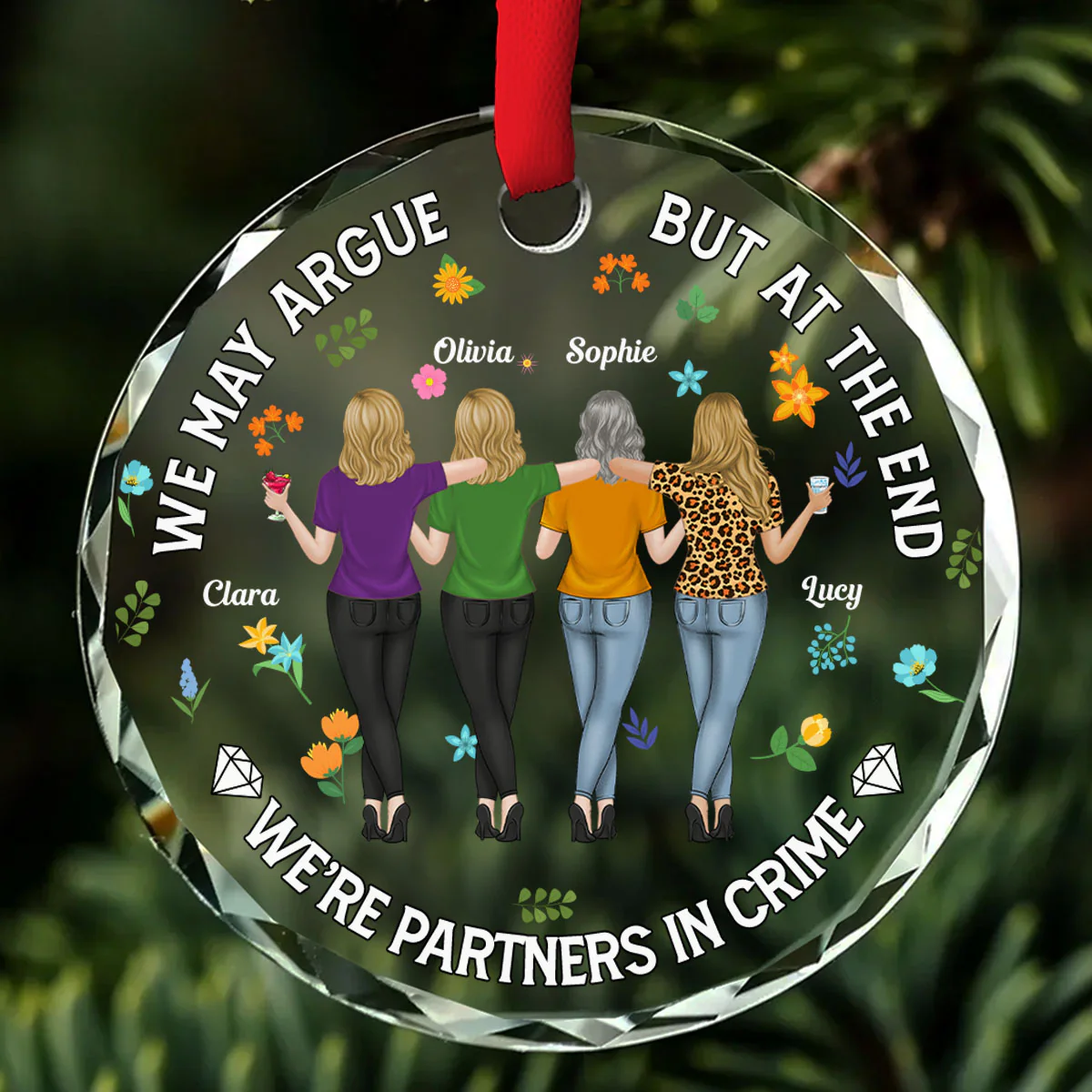 Partners Forever No Matter What - Personalized Custom Glass Ornament - Image 6