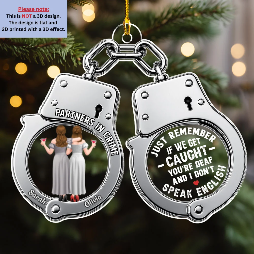 Partners In Crime Bestie - Personalized Custom Acrylic Ornament - Image 7