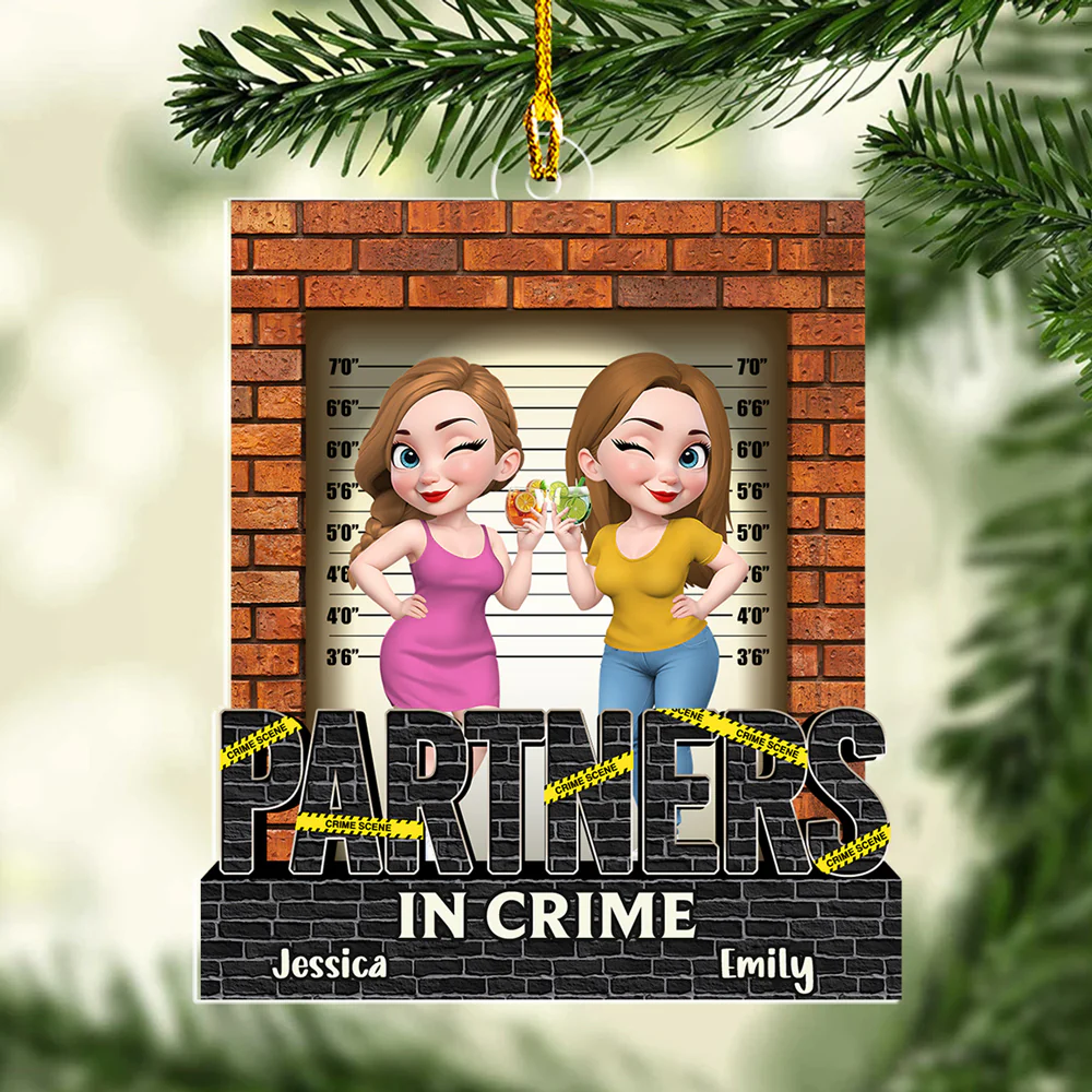 Partners In Crime - Personalized Custom Acrylic Ornament - Image 5