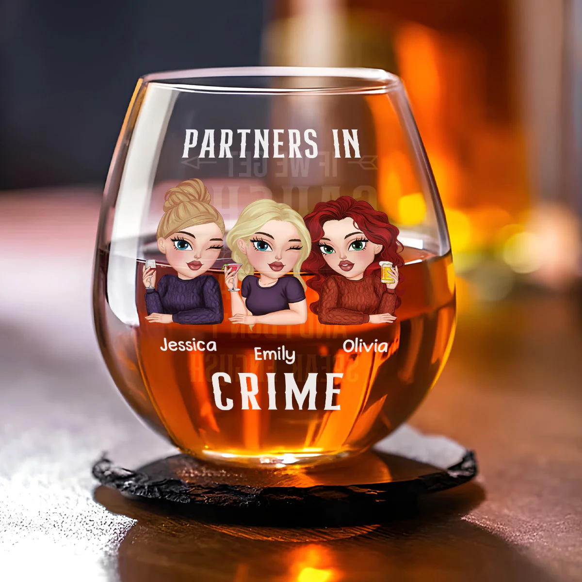 Partners In Crime - Personalized Custom Wine Glass - Image 3
