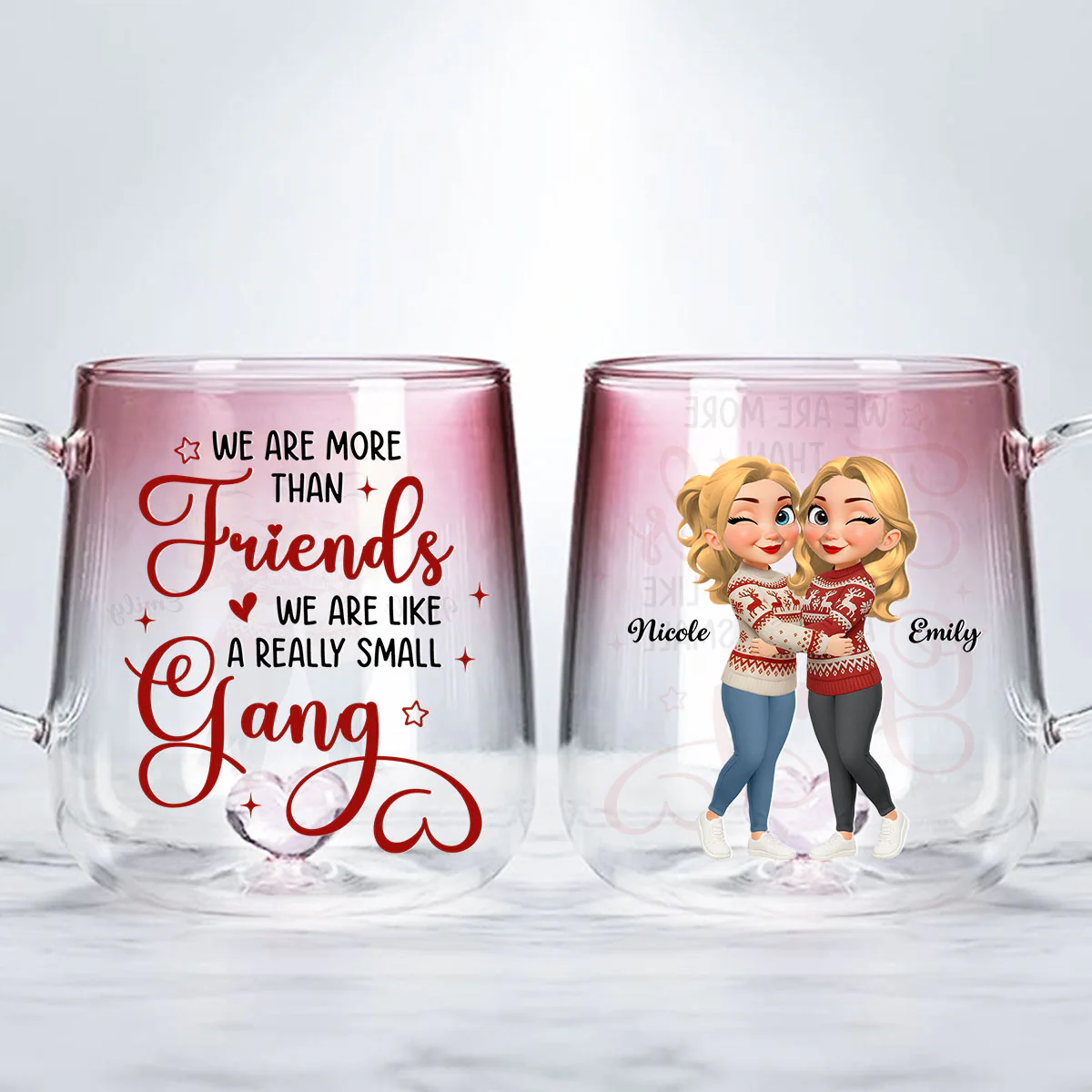Partners In Laughter And Crime - Personalized Custom Pink Gradient Glass Mug - Image 4