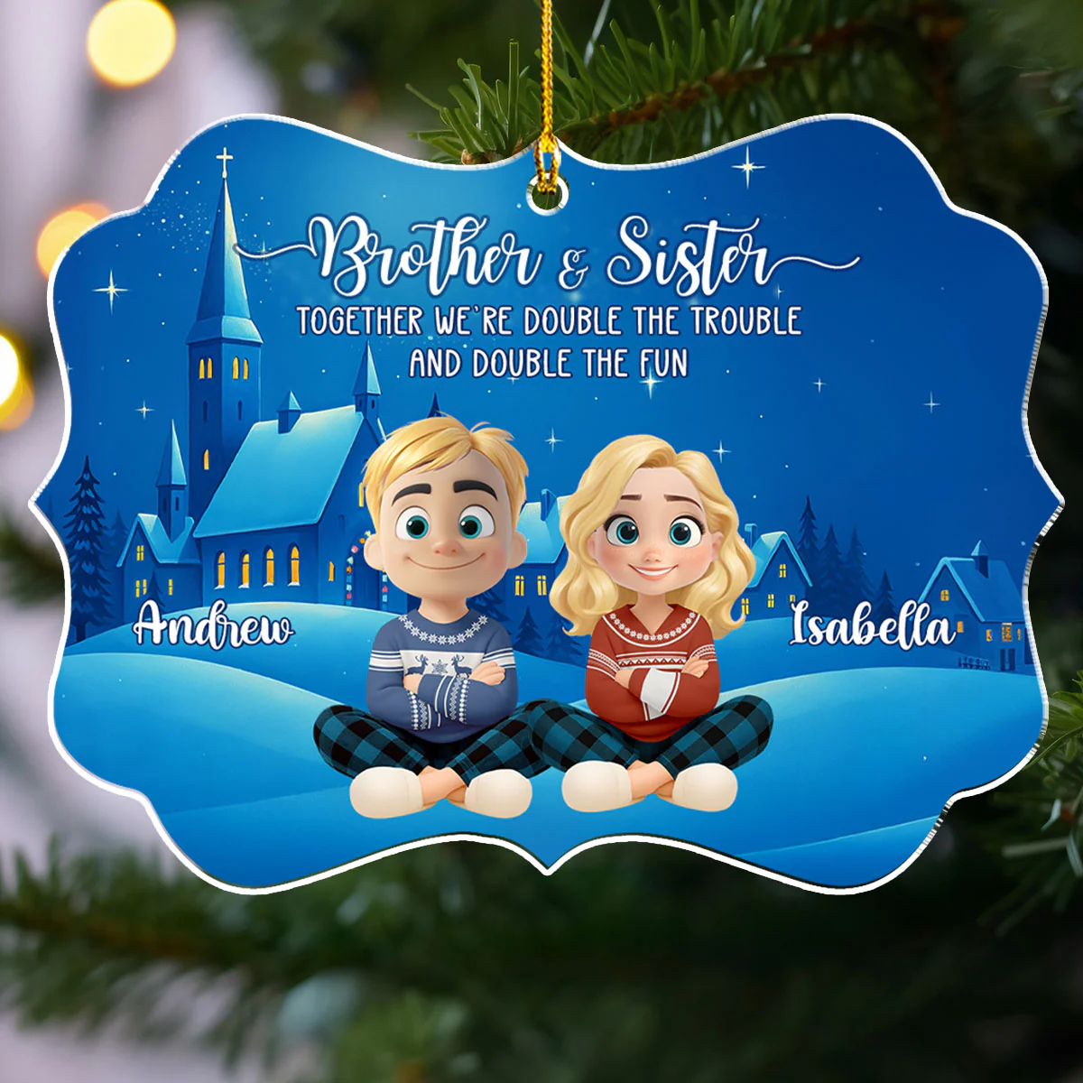 Partners In Trouble And Fun - Personalized Custom Acrylic Ornament - Image 3