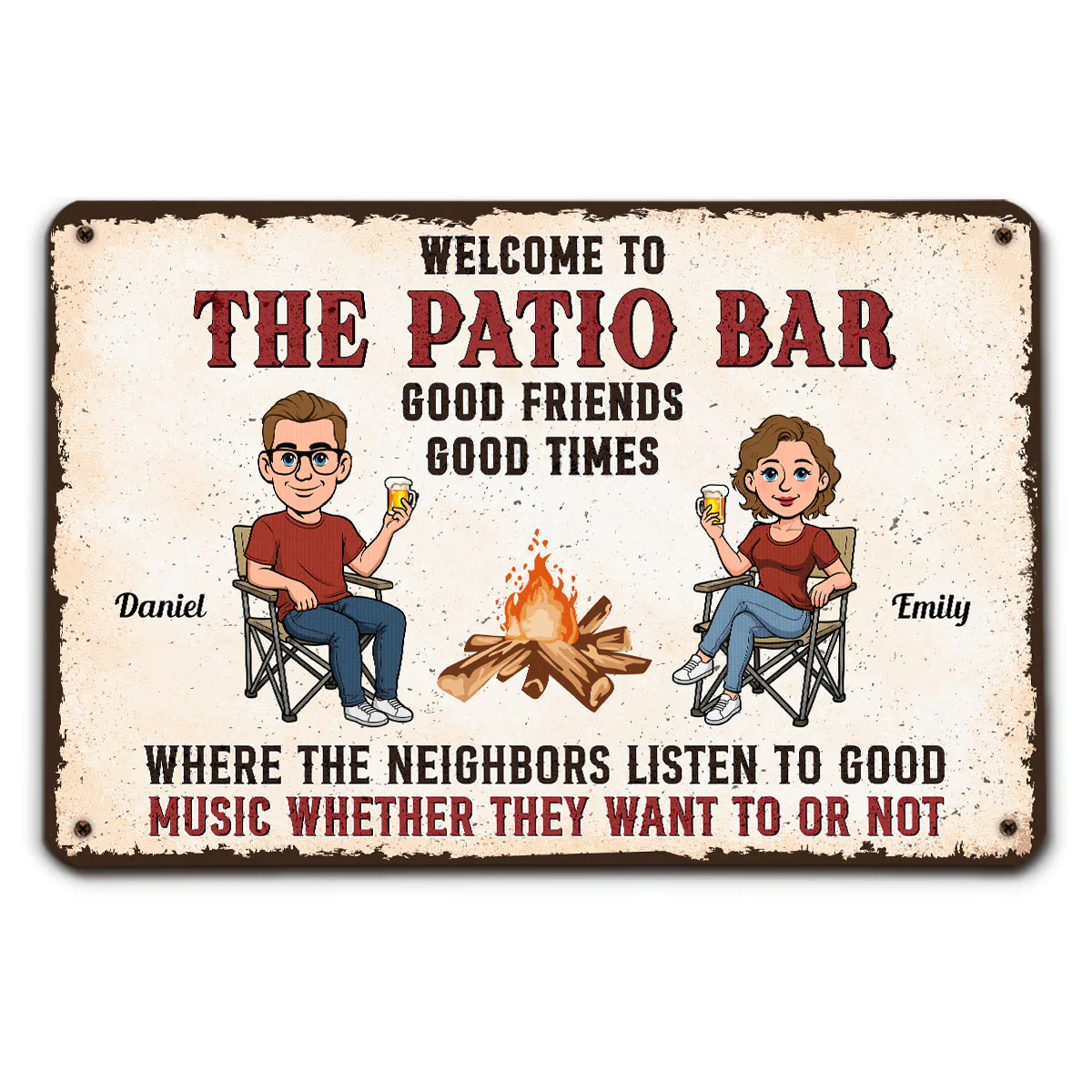 Patio Grilling Listen To The Good Music Retro - Personalized Custom Metal Sign