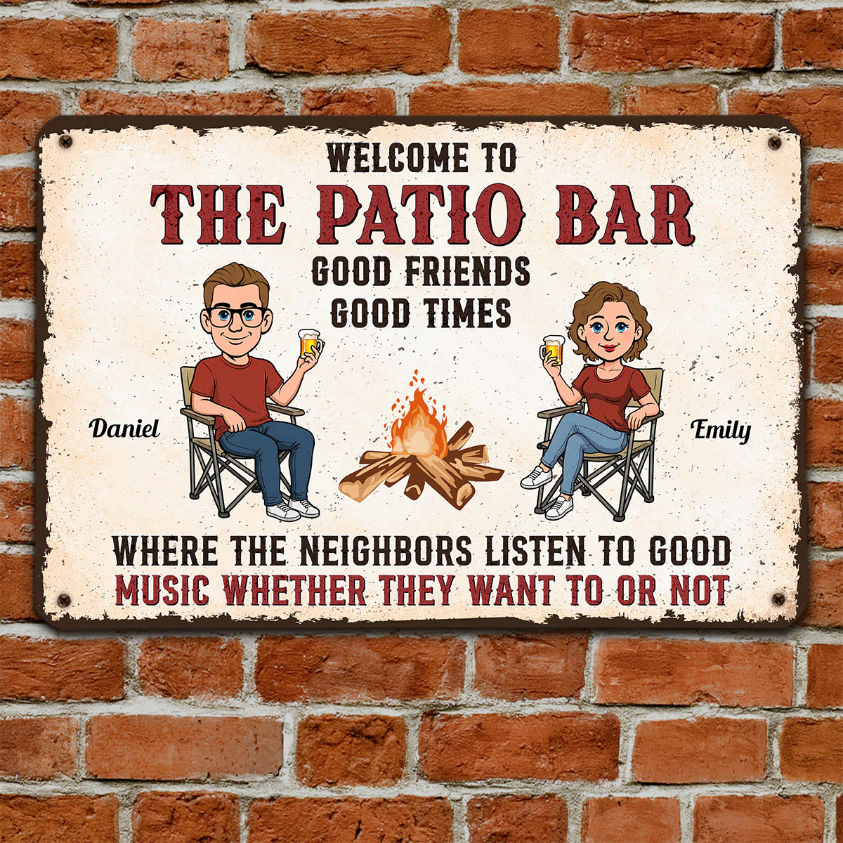 Patio Grilling Listen To The Good Music Retro - Personalized Custom Metal Sign - Image 2